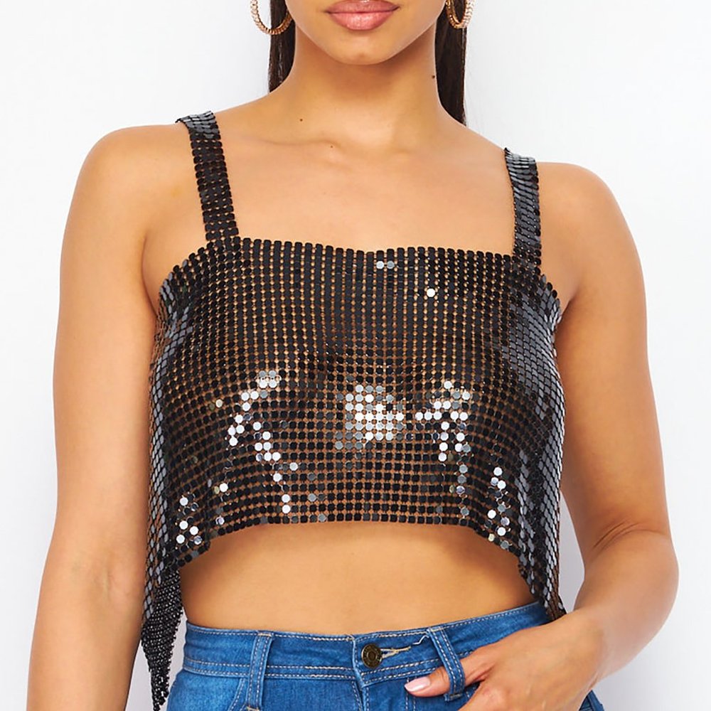 Metallic Mistress Chain Mail Crop Top